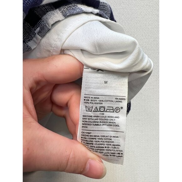 Old Navy Women's Wrap V Neck Midi Dress Flutter Sleeve Size M Blue White Gingham - Picture 4 of 13